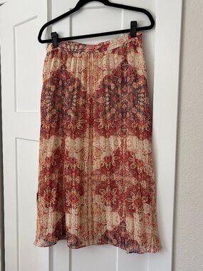 Anthropologie Akemi + Kin Luna Printed Pleated Midi Skirt - Size Medium